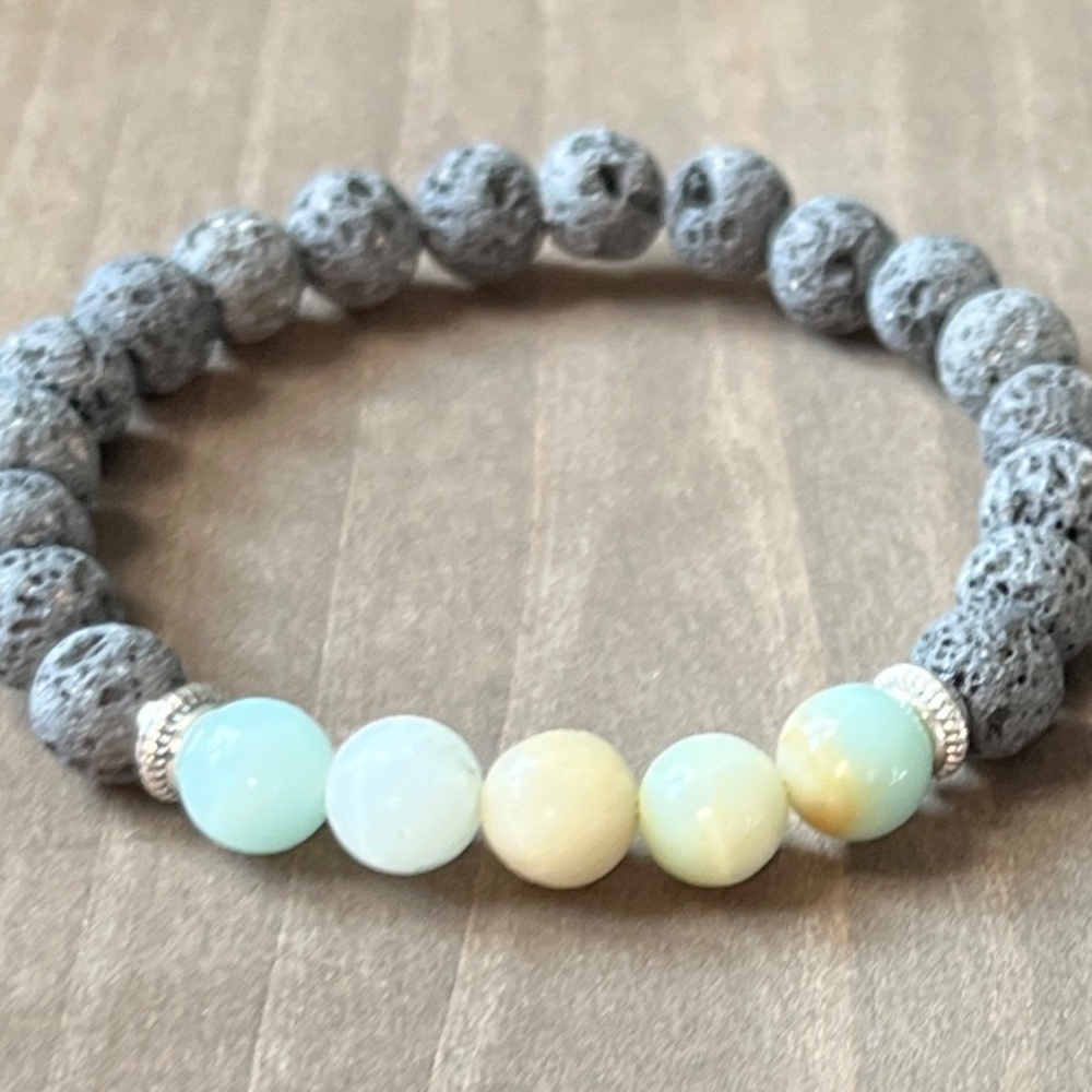 Grey Lava & Amazonite Natural Stone Bracelet